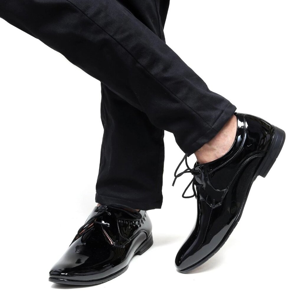 MIX‎ No 6.Mens Formal Black Patent Leather Derby Shoes Size 11.5